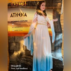 Athena Womens Costume By Spirit Halloween Includes Gold Wreath & Arm Band Sz M